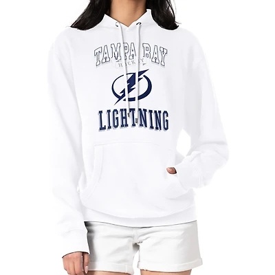Women's G-III 4Her by Carl Banks White Tampa Bay Lightning Team Logo Tri-Blend Fleece Pullover Hoodie