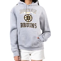 Women's G-III 4Her by Carl Banks Heather Gray Boston Bruins Team Logo Tri-Blend Fleece Pullover Hoodie