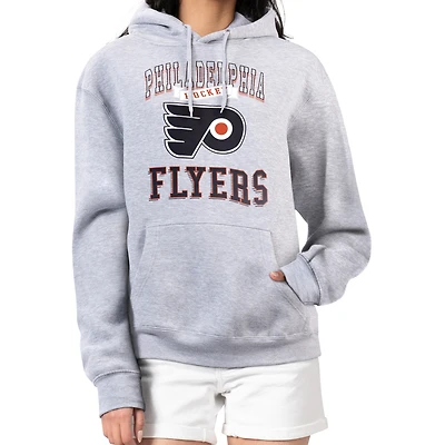 Women's G-III 4Her by Carl Banks Heather Gray Philadelphia Flyers Team Logo Tri-Blend Fleece Pullover Hoodie