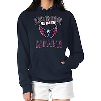 Women's G-III 4Her by Carl Banks Navy Washington Capitals Team Logo Tri-Blend Fleece Pullover Hoodie