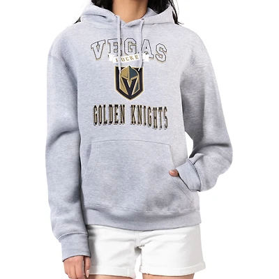 Women's G-III 4Her by Carl Banks Heather Gray Vegas Golden Knights Team Logo Tri-Blend Fleece Pullover Hoodie