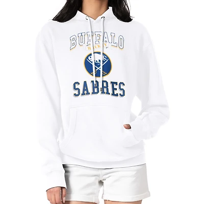 Women's G-III 4Her by Carl Banks White Buffalo Sabres Team Logo Tri-Blend Fleece Pullover Hoodie