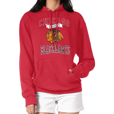Women's G-III 4Her by Carl Banks Red Chicago Blackhawks Team Logo Tri-Blend Fleece Pullover Hoodie