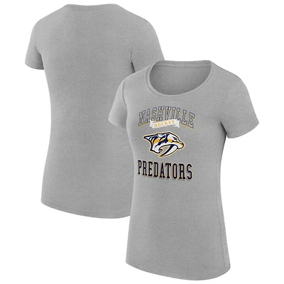 Women's G-III 4Her by Carl Banks Heather Gray Nashville Predators Super-Slim Fit Lightweight Team Logo Graphic T-Shirt