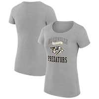 Women's G-III 4Her by Carl Banks Heather Gray Nashville Predators Super-Slim Fit Lightweight Team Logo Graphic T-Shirt
