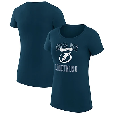 Women's G-III 4Her by Carl Banks Navy Tampa Bay Lightning Super-Slim Fit Lightweight Team Logo Graphic T-Shirt