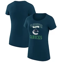 Women's G-III 4Her by Carl Banks Navy Vancouver Canucks Super-Slim Fit Lightweight Team Logo Graphic T-Shirt