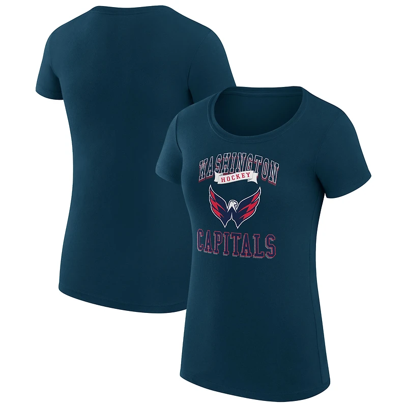 Women's G-III 4Her by Carl Banks Navy Washington Capitals Super-Slim Fit Lightweight Team Logo Graphic T-Shirt