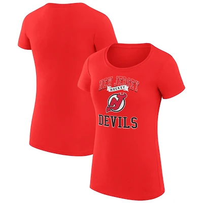 Women's G-III 4Her by Carl Banks Red New Jersey Devils Super-Slim Fit Lightweight Team Logo Graphic T-Shirt
