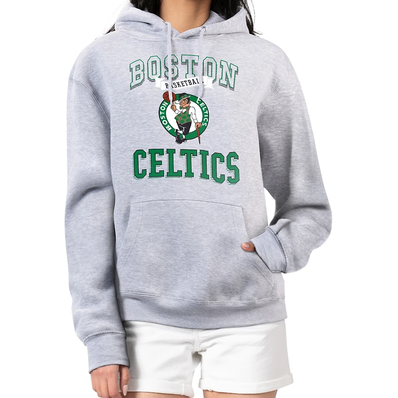 Women's G-III 4Her by Carl Banks Heather Gray Boston Celtics Graphic Fleece Pullover Hoodie