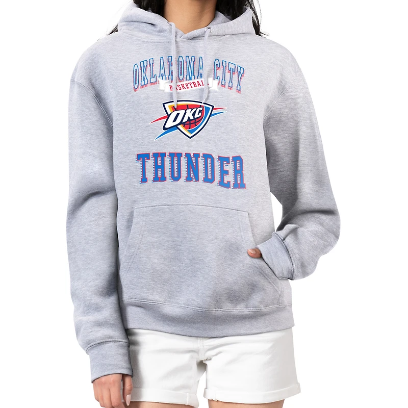 Women's G-III 4Her by Carl Banks Heather Gray Oklahoma City Thunder Graphic Fleece Pullover Hoodie