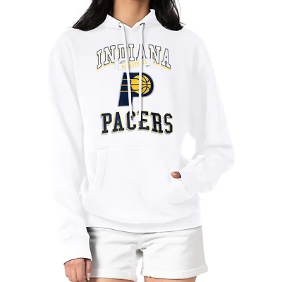 Women's G-III 4Her by Carl Banks White Indiana Pacers Graphic Fleece Pullover Hoodie