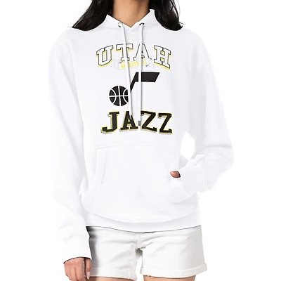 Women's G-III 4Her by Carl Banks White Utah Jazz Graphic Fleece Pullover Hoodie