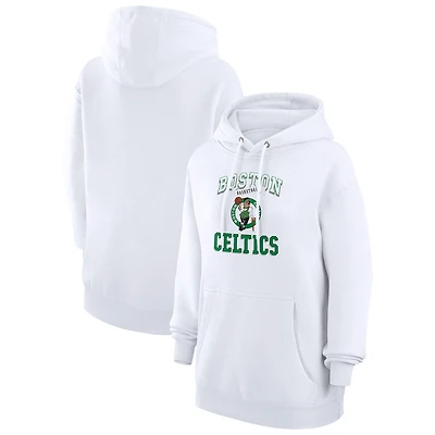 Women's G-III 4Her by Carl Banks White Boston Celtics Graphic Fleece Pullover Hoodie