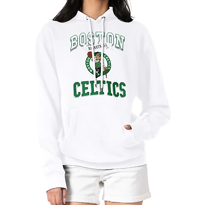 Women's G-III 4Her by Carl Banks White Boston Celtics Graphic Fleece Pullover Hoodie