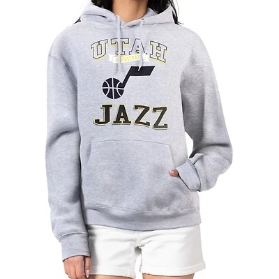 Women's G-III 4Her by Carl Banks Heather Gray Utah Jazz Graphic Fleece Pullover Hoodie