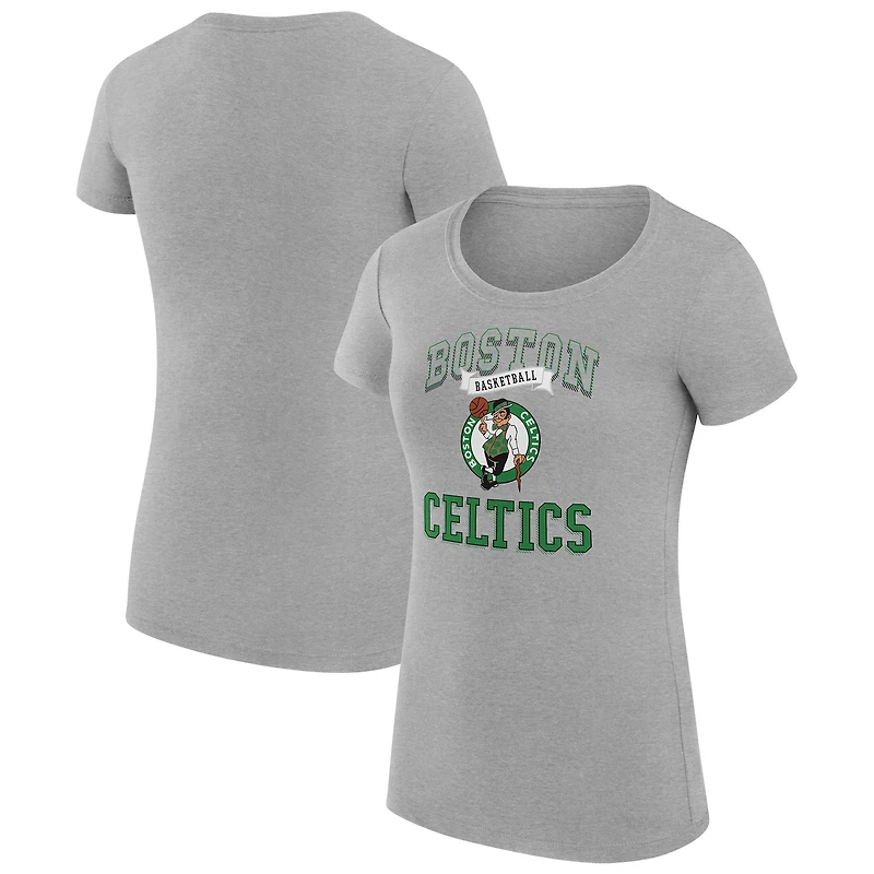 Women's G-III 4Her by Carl Banks Heather Gray Boston Celtics Super-Slim Fit Lightweight Team Logo T-Shirt