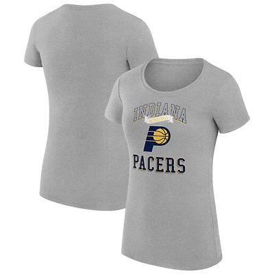 Women's G-III 4Her by Carl Banks Heather Gray Indiana Pacers Super-Slim Fit Lightweight Team Logo T-Shirt
