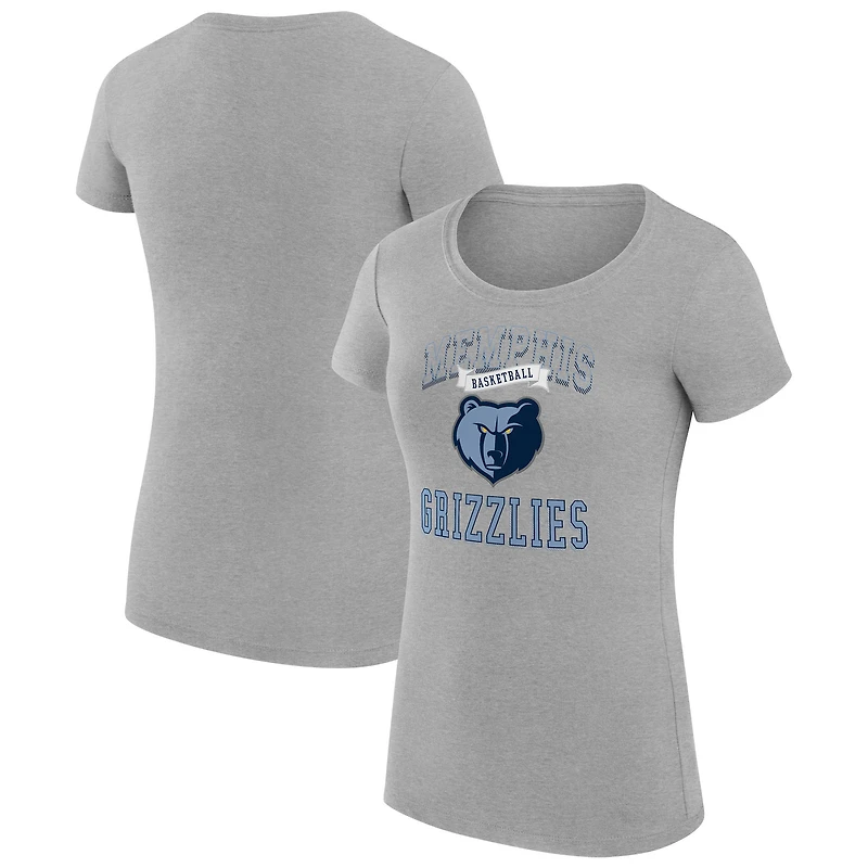 Women's G-III 4Her by Carl Banks Heather Gray Memphis Grizzlies Super-Slim Fit Lightweight Team Logo T-Shirt