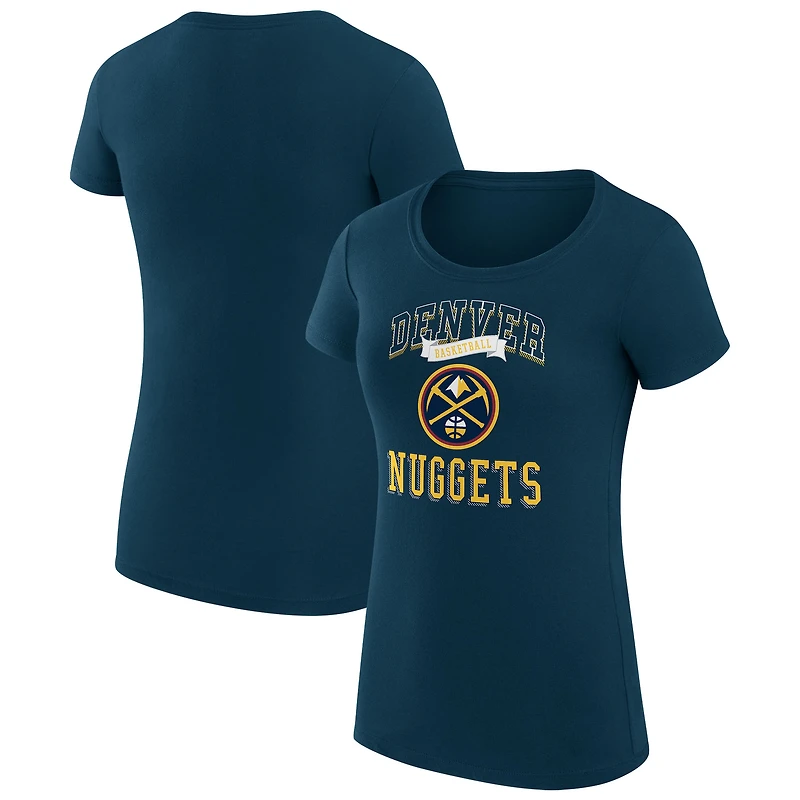 Women's G-III 4Her by Carl Banks Navy Denver Nuggets Super-Slim Fit Lightweight Team Logo T-Shirt