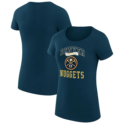 Women's G-III 4Her by Carl Banks Navy Denver Nuggets Super-Slim Fit Lightweight Team Logo T-Shirt