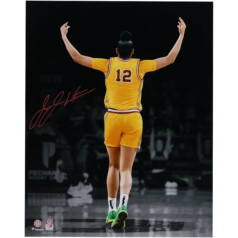 JuJu Watkins USC Trojans Autographed 16" x 20" Arms Up Celebration Spotlight Photograph - Signed in Red Ink
