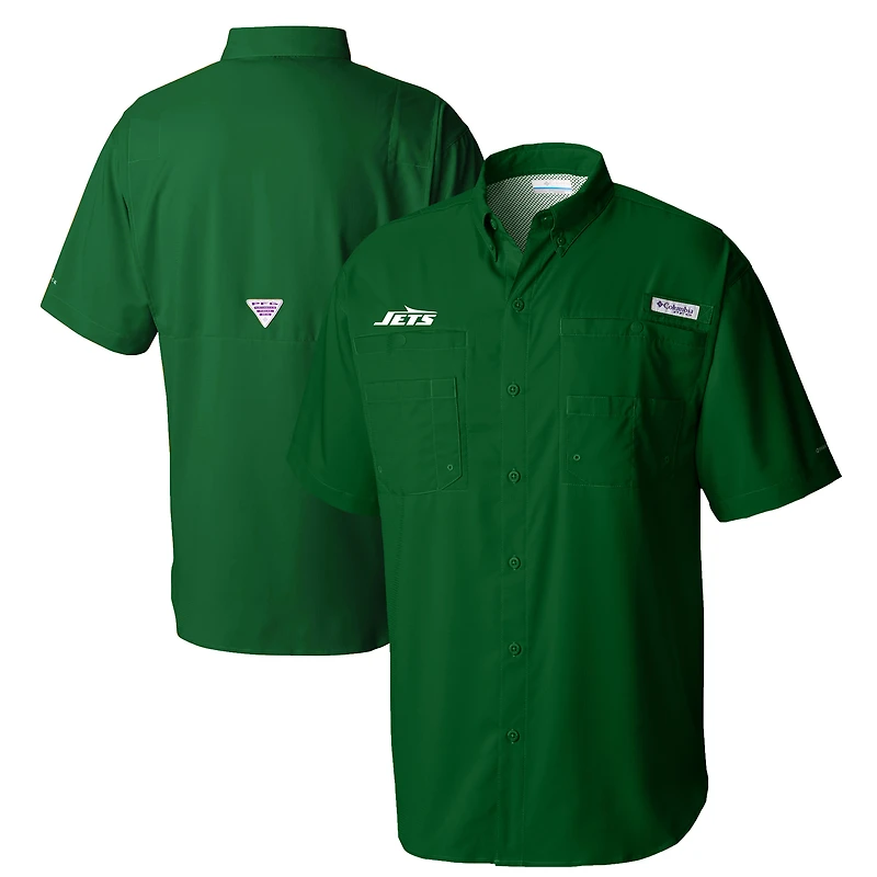 Men's Columbia Green New York Jets Tamiami Omni-Shade Button-Down Shirt