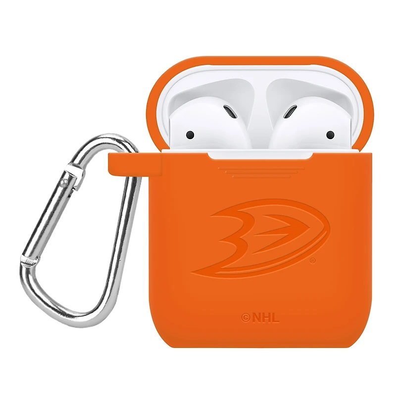 Orange Anaheim Ducks Debossed Silicone AirPods Case Cover