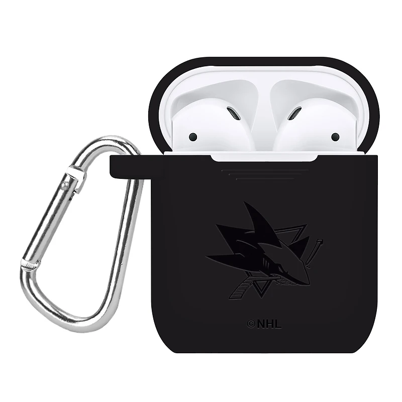 Black San Jose Sharks Debossed Silicone AirPods Case Cover