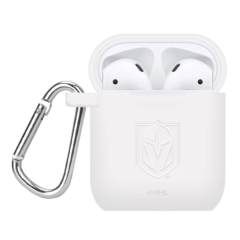 White Vegas Golden Knights Debossed Silicone AirPods Case Cover