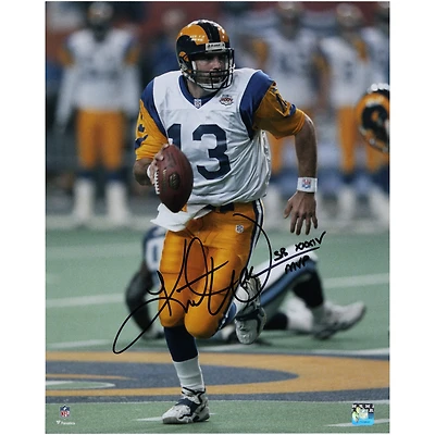 Kurt Warner St. Louis Rams Autographed 16" x 20" Super Bowl Photograph with "SB XXXIV MVP" Inscription
