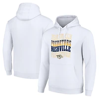 Men's Starter White Nashville Predators Four Team Name Logo Fleece Pullover Hoodie