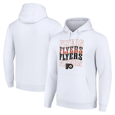 Men's Starter White Philadelphia Flyers Four Team Name Logo Fleece Pullover Hoodie