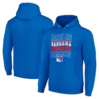 Men's Starter Blue New York Rangers Four Team Name Logo Fleece Pullover Hoodie