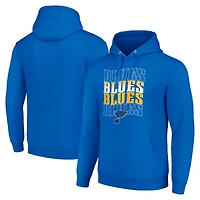 Men's Starter Blue St. Louis Blues Four Team Name Logo Fleece Pullover Hoodie