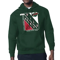 Men's Starter Green Minnesota Wild Shield Logo Pullover Hoodie