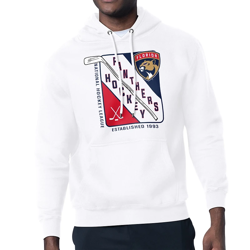 Men's Starter White Florida Panthers Shield Logo Pullover Hoodie