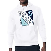 Men's Starter White Seattle Kraken Shield Logo Pullover Hoodie