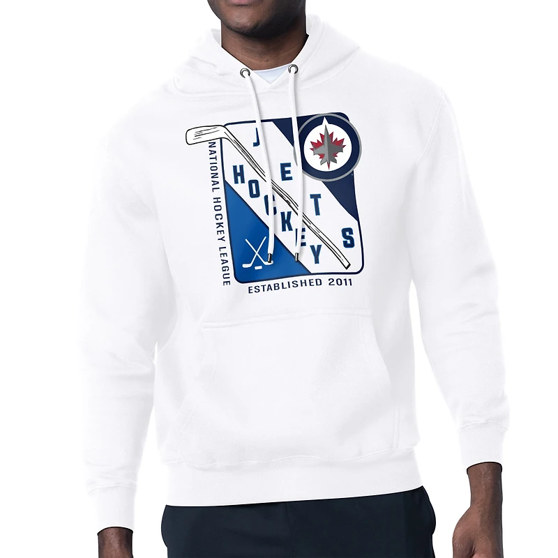 Men's Starter White Winnipeg Jets Shield Logo Pullover Hoodie