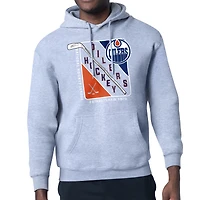 Men's Starter Heather Gray Edmonton Oilers Shield Logo Pullover Hoodie