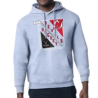 Men's Starter Heather Gray New Jersey Devils Shield Logo Pullover Hoodie