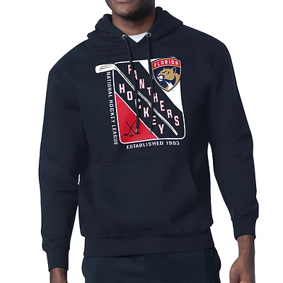 Men's Starter Navy Florida Panthers Shield Logo Pullover Hoodie