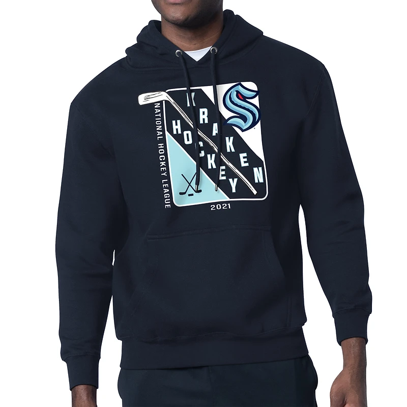 Men's Starter Deep Sea Blue Seattle Kraken Shield Logo Pullover Hoodie