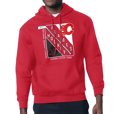 Men's Starter Red Calgary Flames Shield Logo Pullover Hoodie