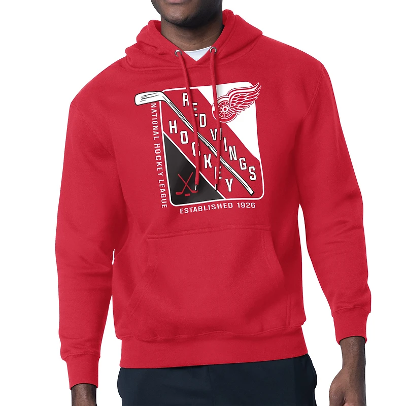 Men's Starter Red Detroit Red Wings Shield Logo Pullover Hoodie