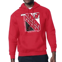 Men's Starter Red New Jersey Devils Shield Logo Pullover Hoodie