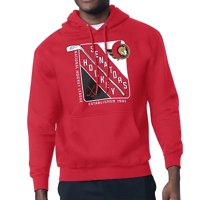 Men's Starter Red Ottawa Senators Shield Logo Pullover Hoodie