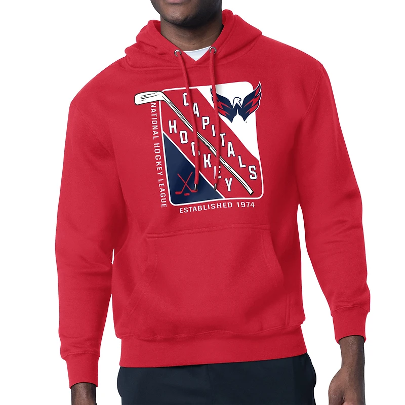 Men's Starter Red Washington Capitals Shield Logo Pullover Hoodie