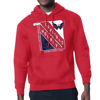 Men's Starter Red Washington Capitals Shield Logo Pullover Hoodie