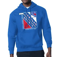 Men's Starter Blue New York Rangers Shield Logo Pullover Hoodie
